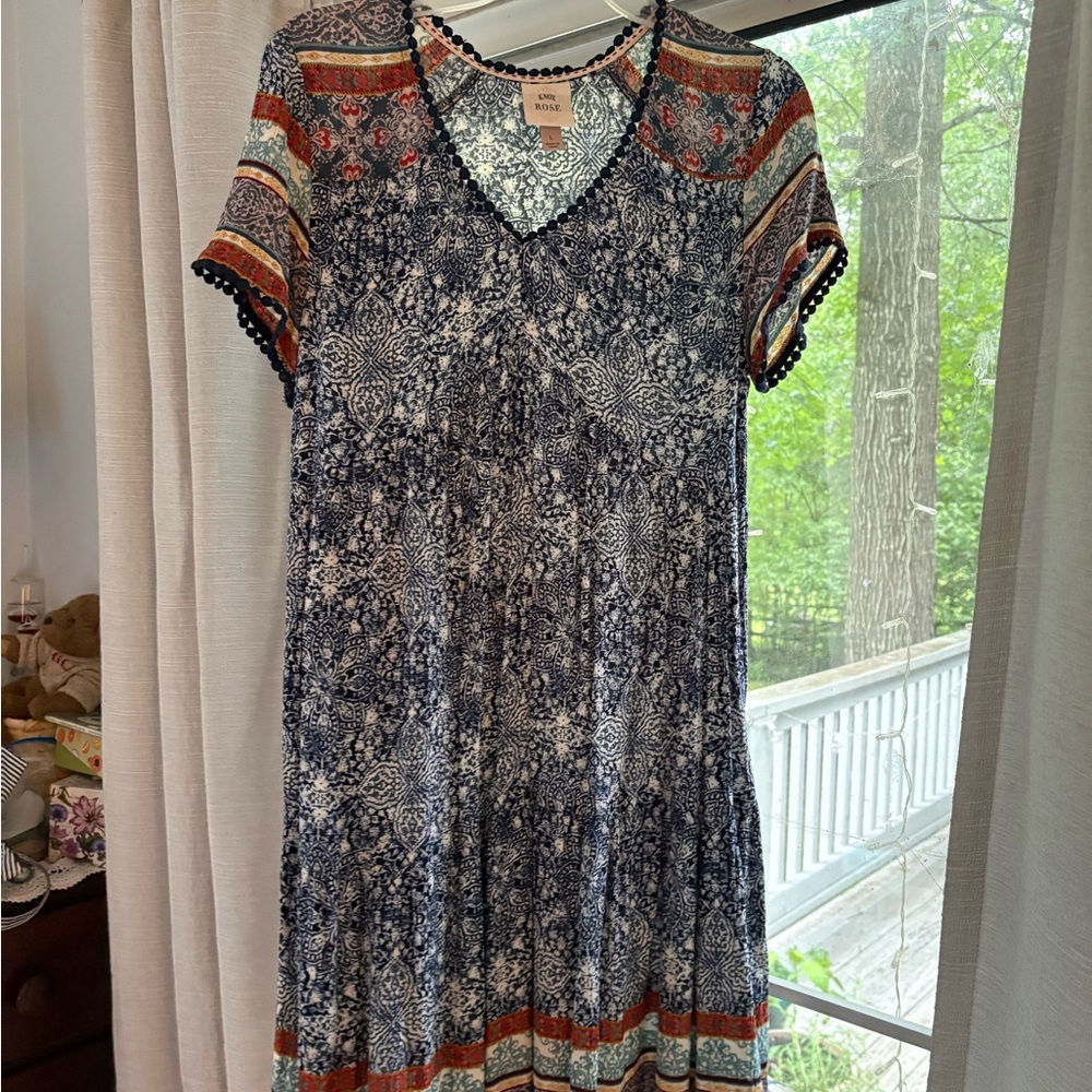 Knox Rose Multicolored Mini Sundress with V-Neck and Raglan Sleeves